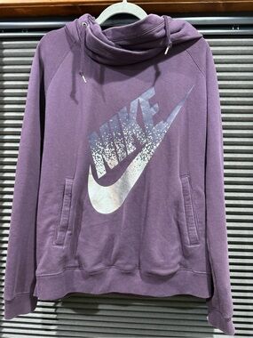 Nike Purple Cowl-Neck Pullover with Metallic Swoosh